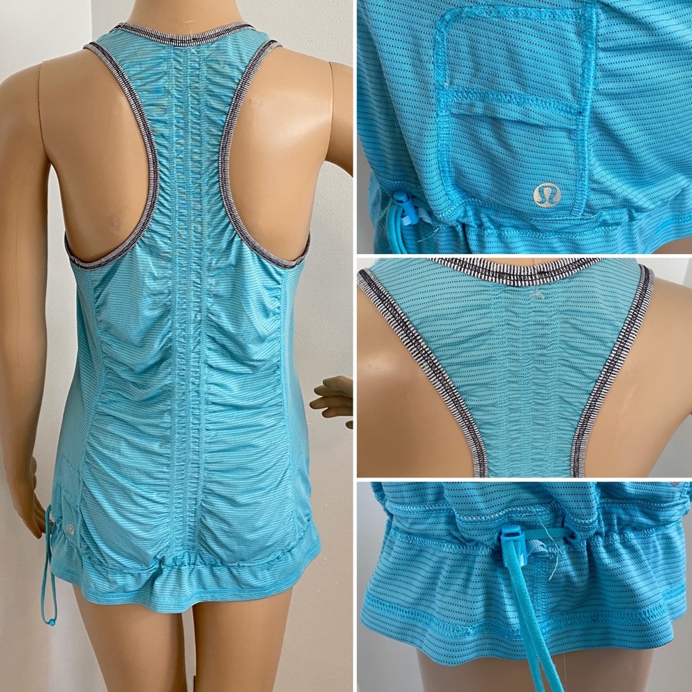 LULULEMON Turquoise Ruched Racerback Top - Picture 3 of 8